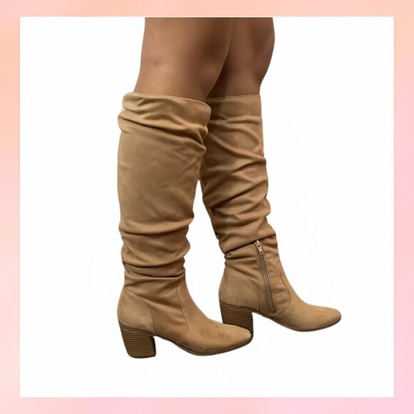 Shoes - Tan Slouchy Knee-High Boots – Size 6.5, Stylish & Comfy